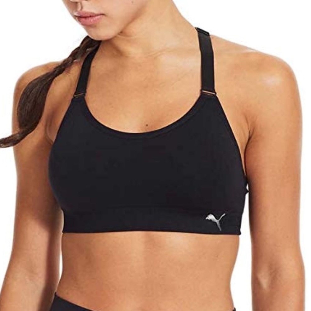 PUMA Black Medium Impact Performance Sports Bra with Removable Cups